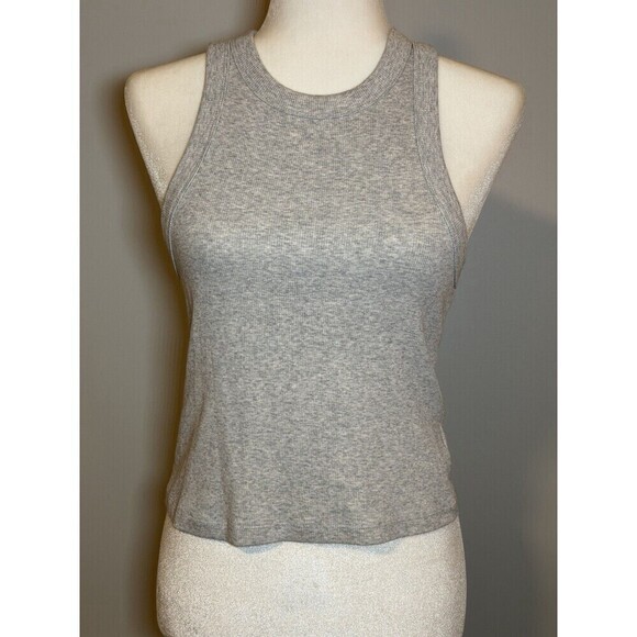 Old Navy Tops - Old Navy Women’s Medium Light Heather Gray Snug Fit Rib-Knit Crop Tank Top